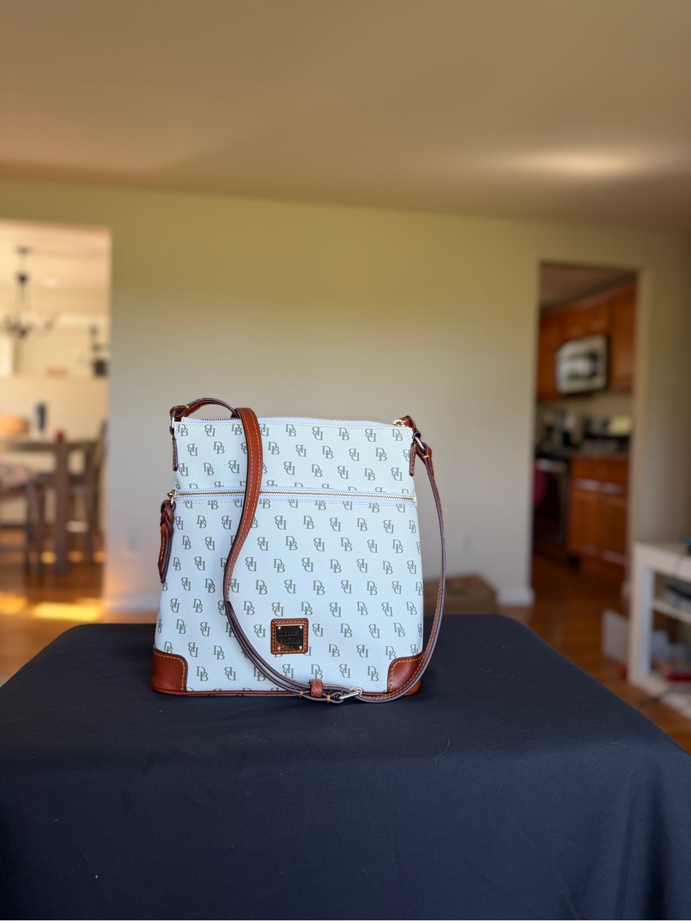 Dooney & Bourke Cream Signature Crossbody with Brown Trim